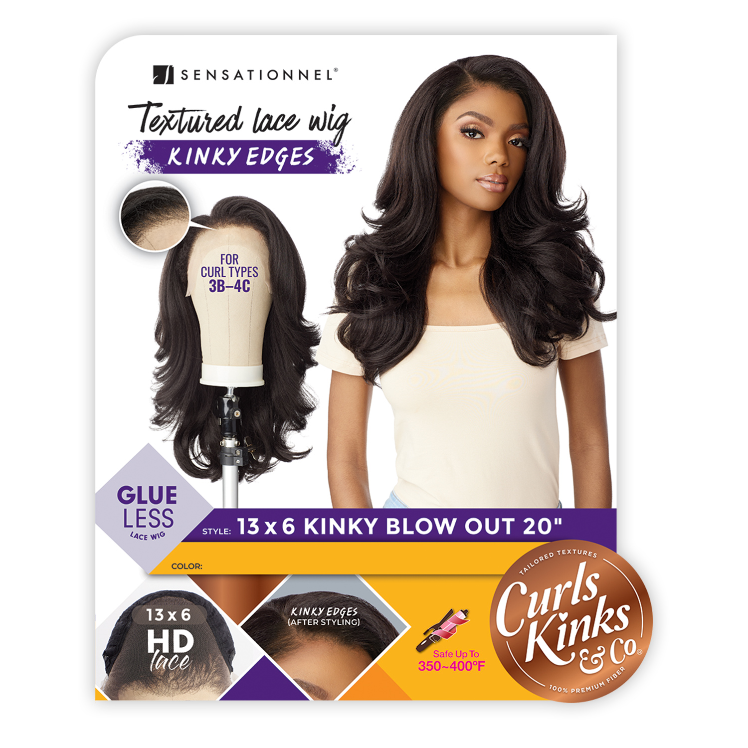 Sensationnel HD Lace Front Wig Curls Kinks N Co Glueless Kinky Edges 13X6 Kinky Blow Out 20