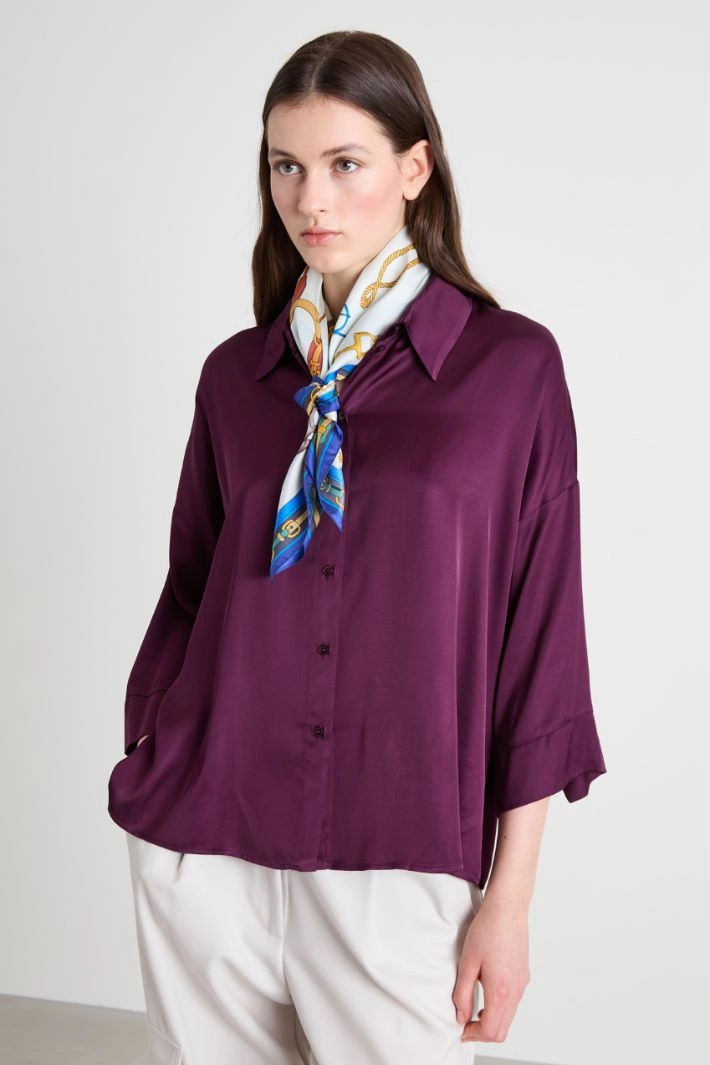 Silk twill scarf  - WHITE BLUE