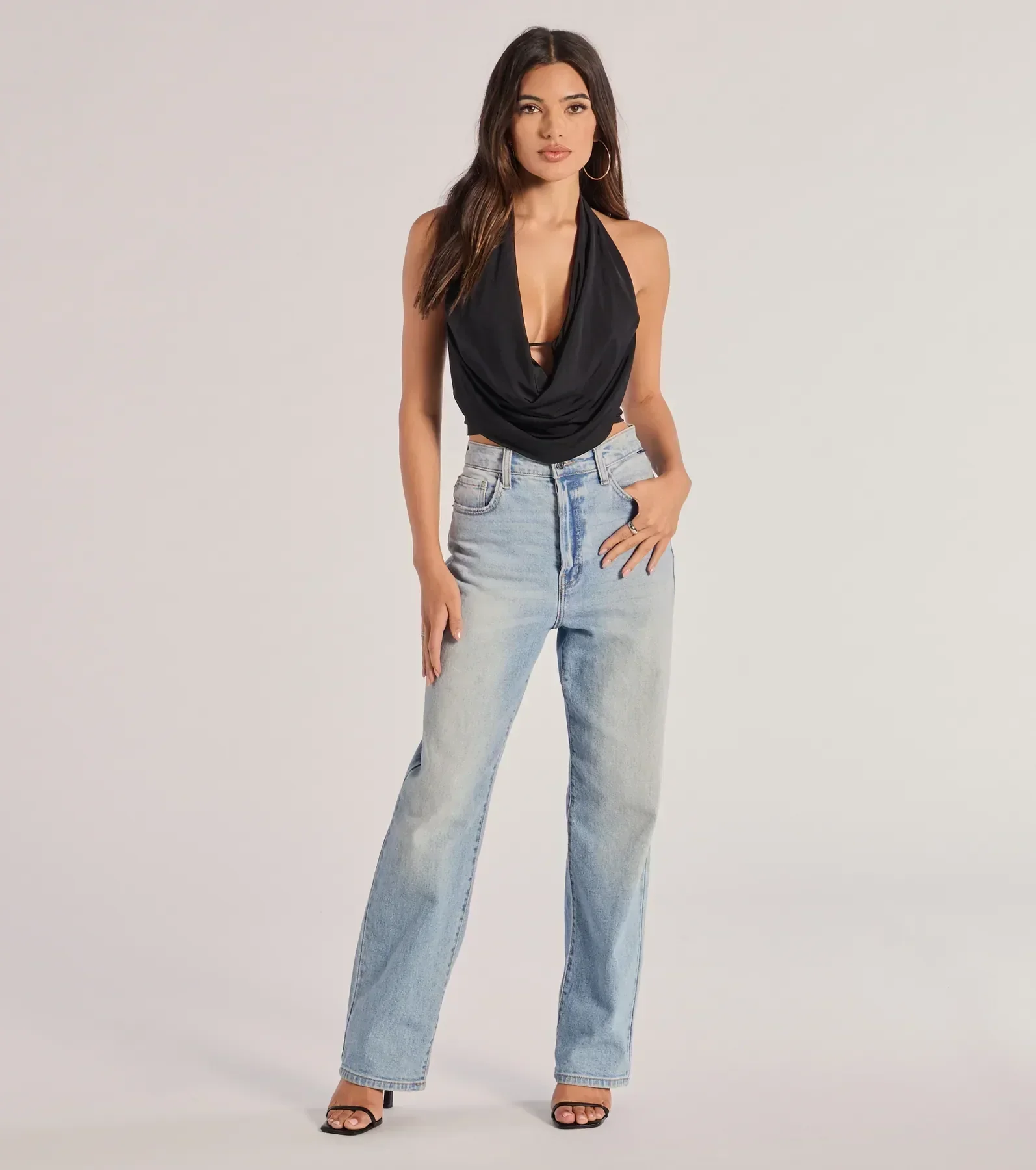 Take The Plunge Sleeveless Halter Crop Top