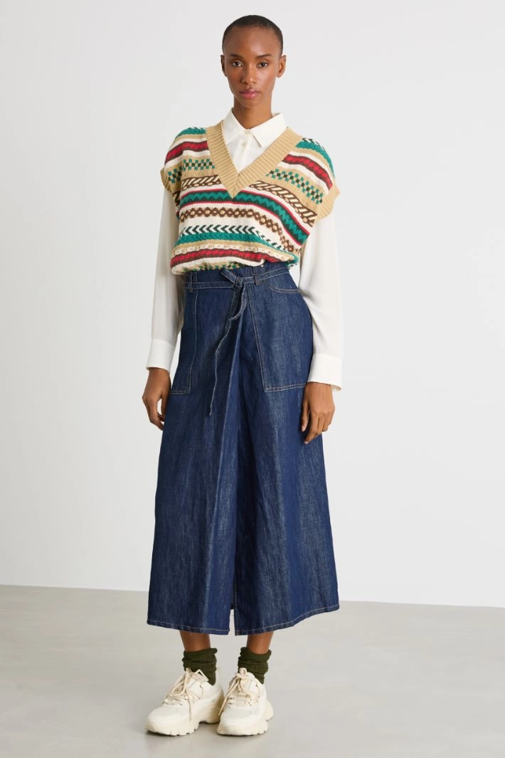 Denim skirt with pockets - BLUE