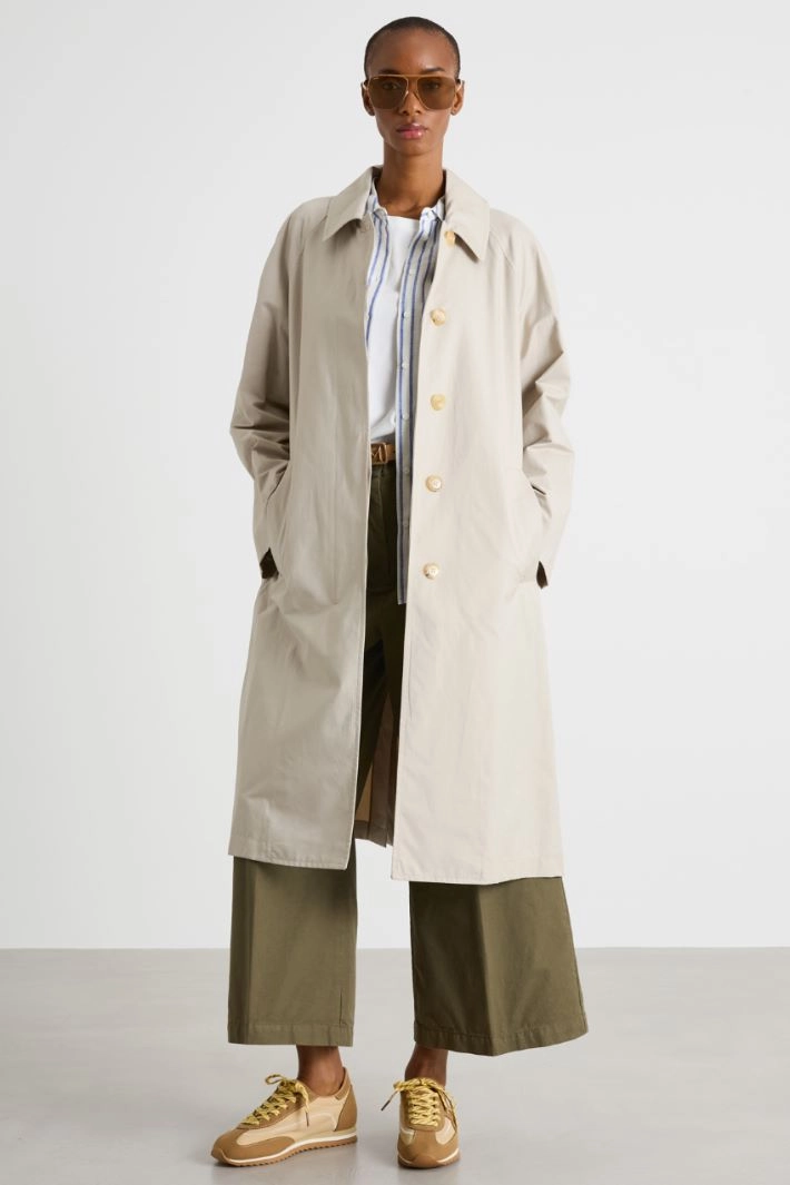 Single-breasted trench coat in water-repellent twill - GREY