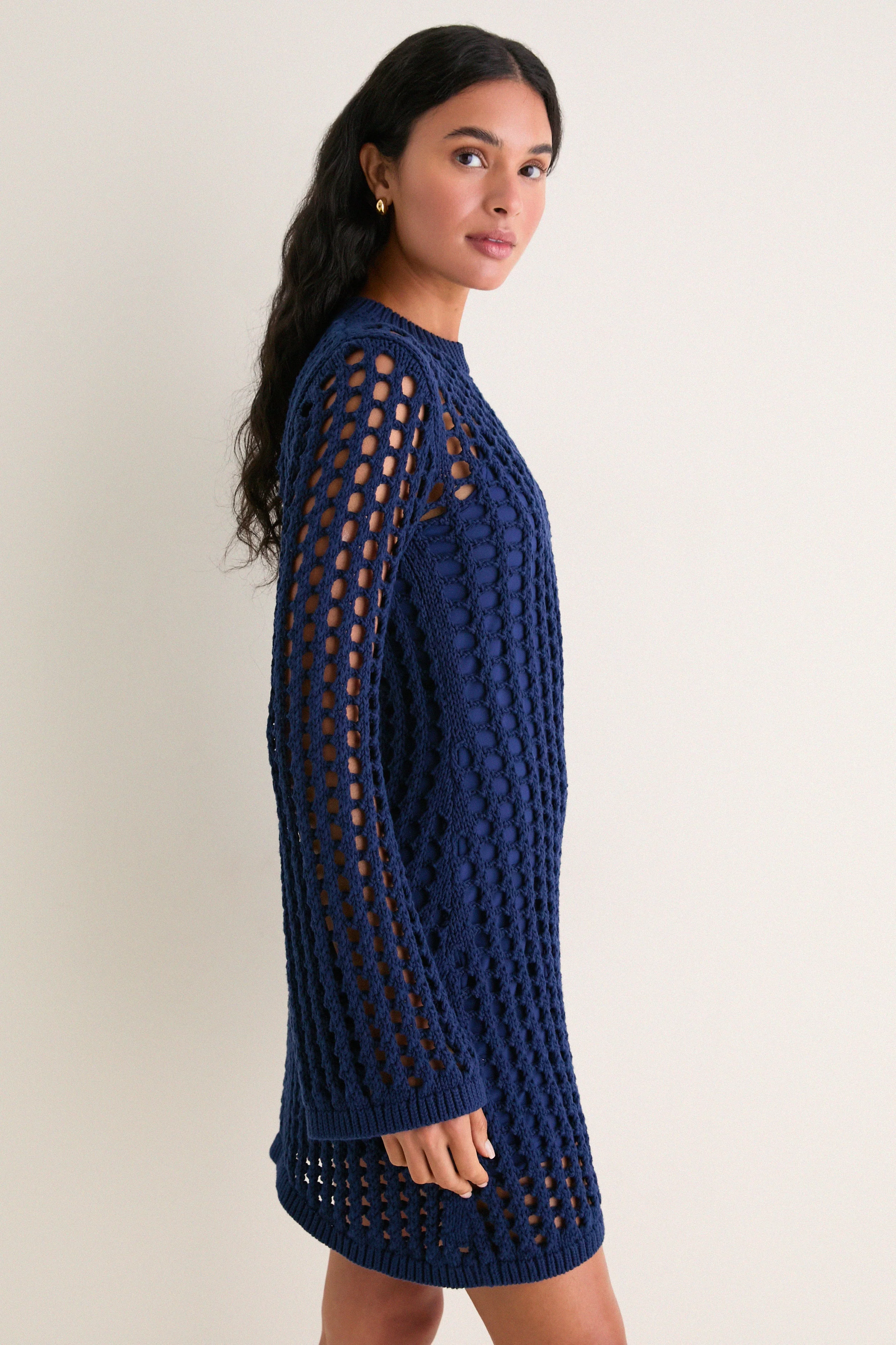 Navy Knit Knit Tammy Mini Dress