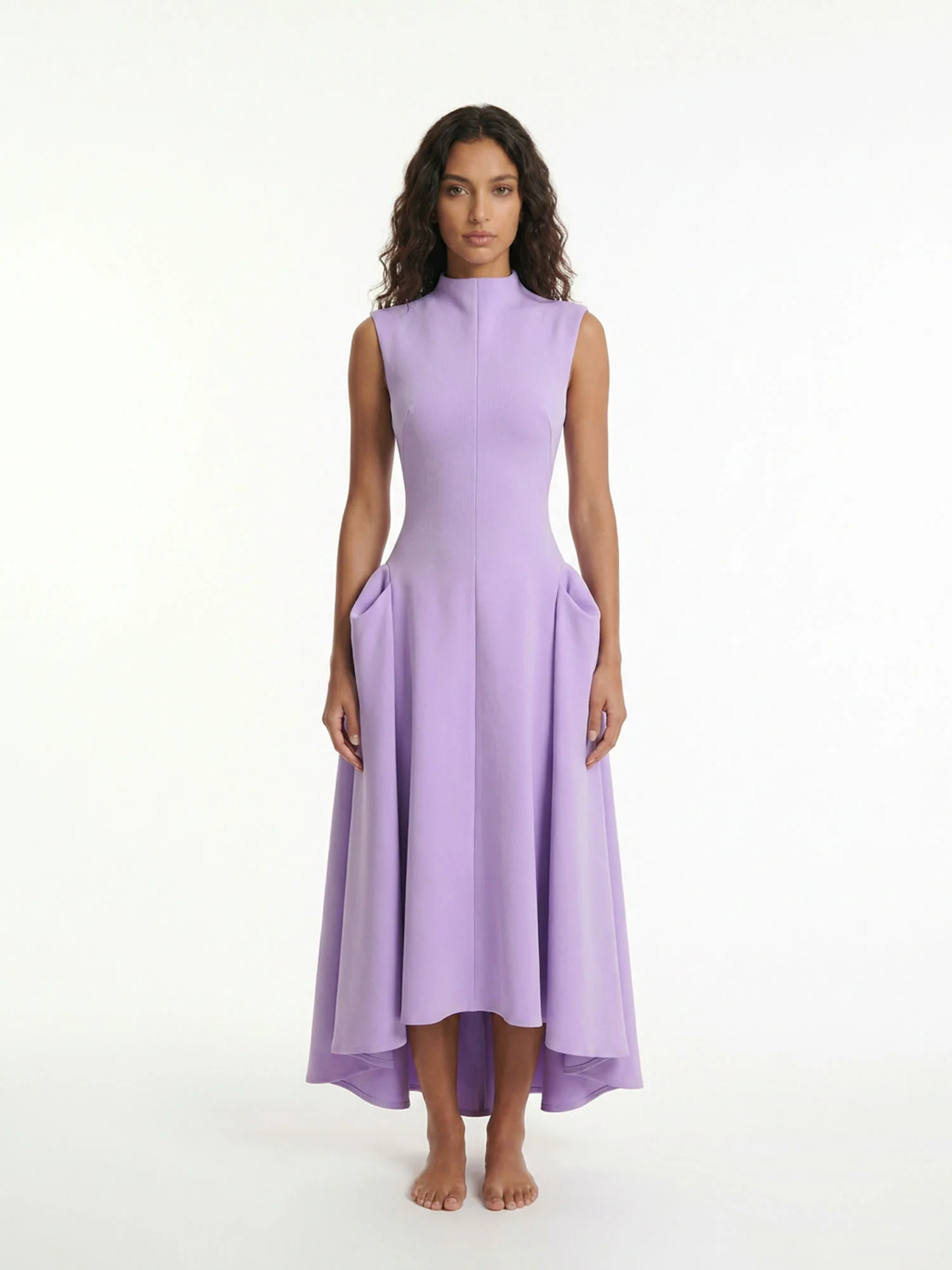 Lavender Sculpted Midi Dress