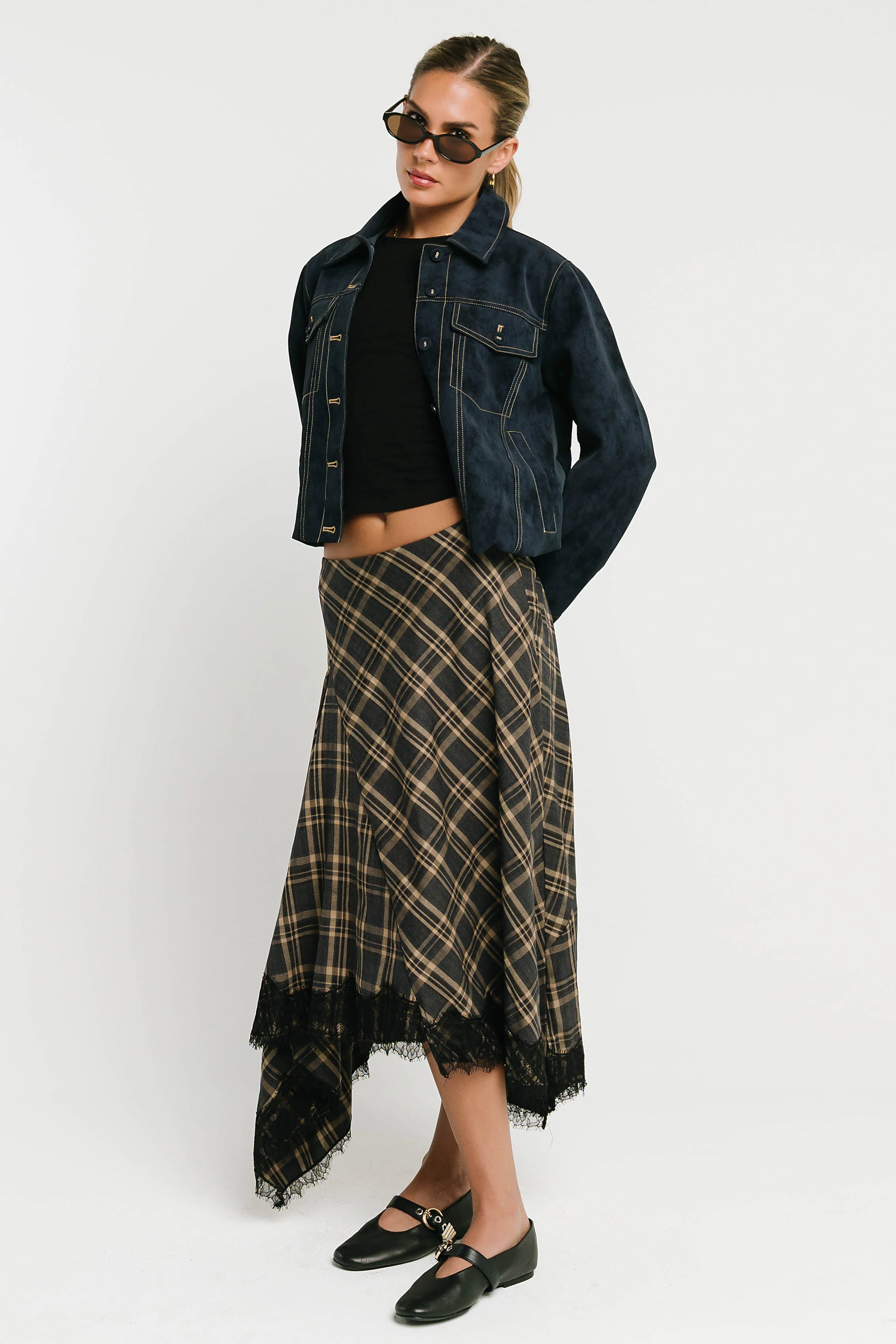 Parker Plaid Midi Skirt