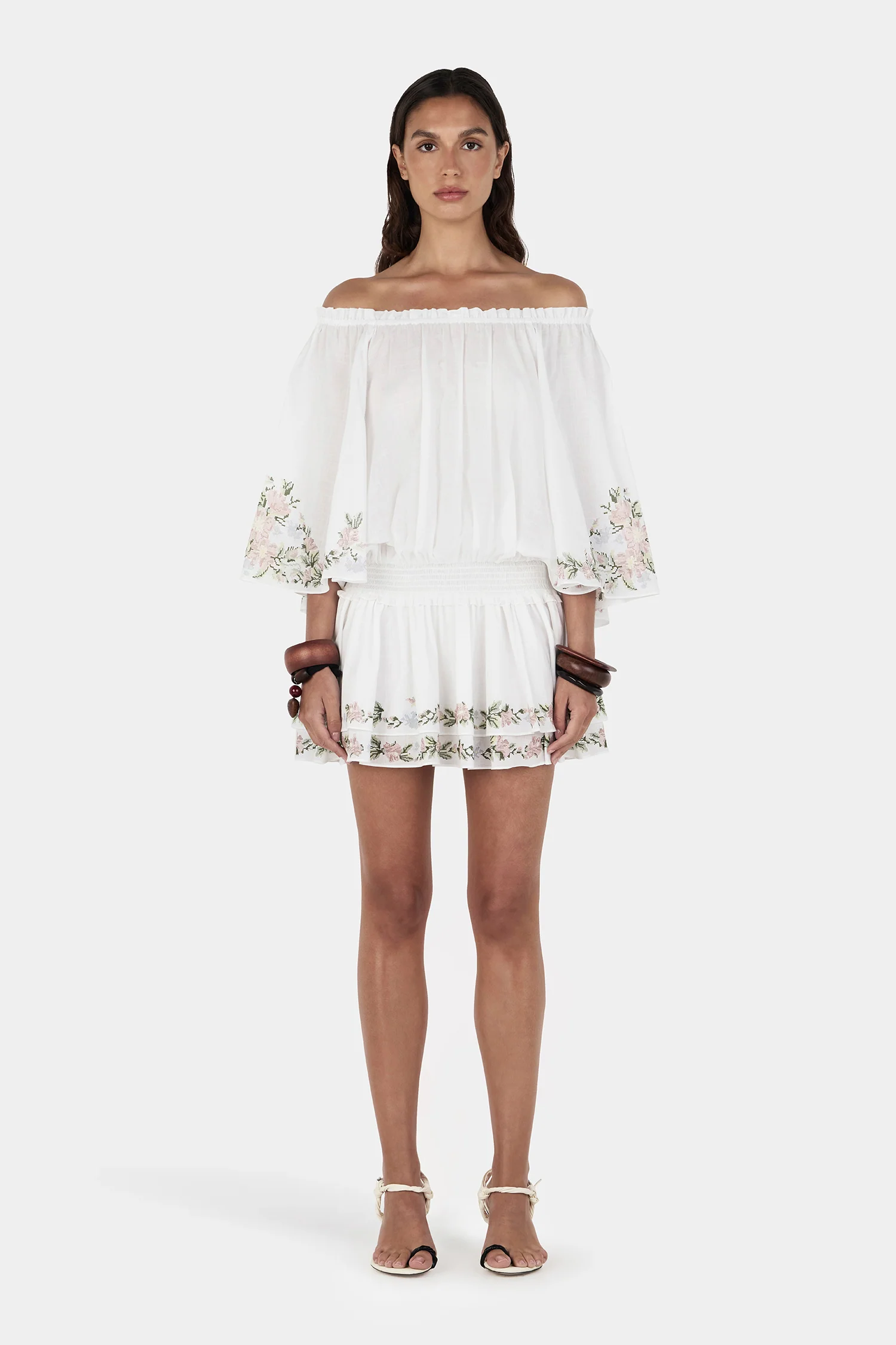 Seraphine Mini Dress Ditsy Cross Stitch