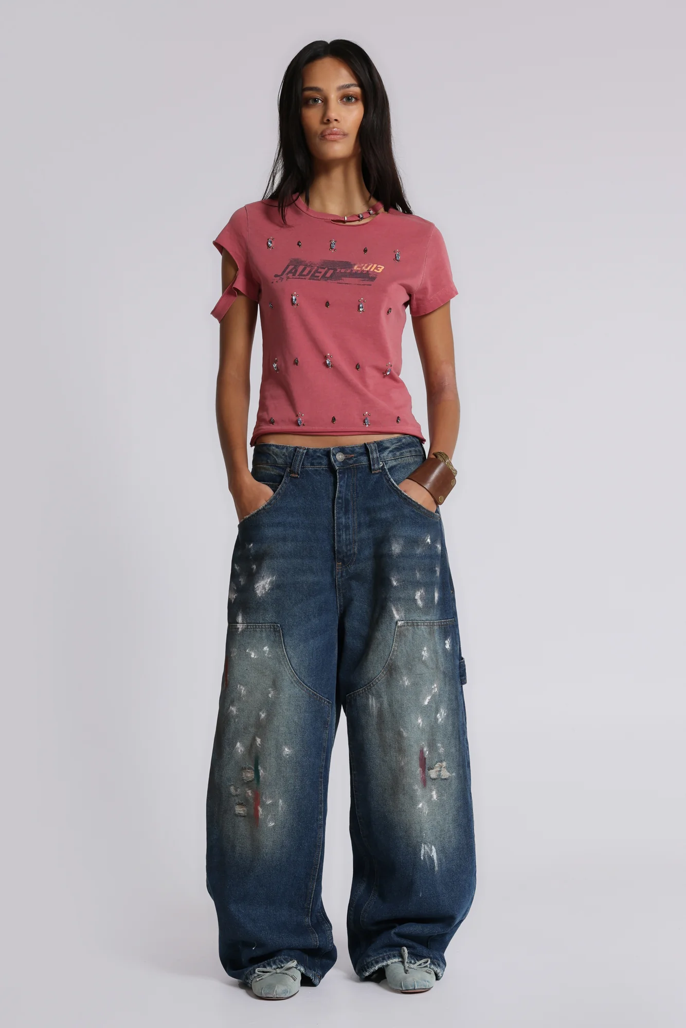 Splatter Cinch Carpenter Jeans