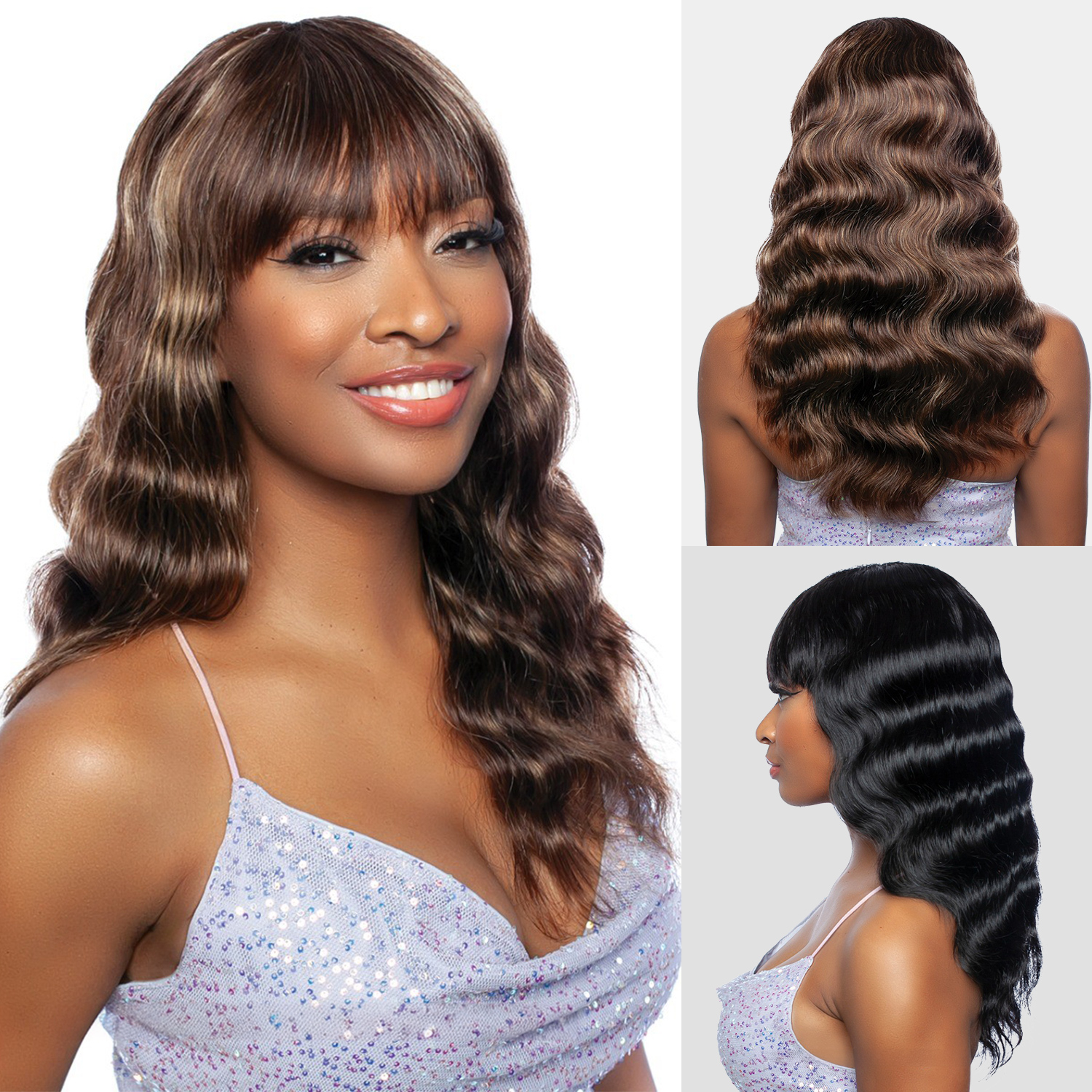 Mane Concept Unprocessed Human Hair Full Wig Trill TRM118 Barrel Wave Full Bang 22