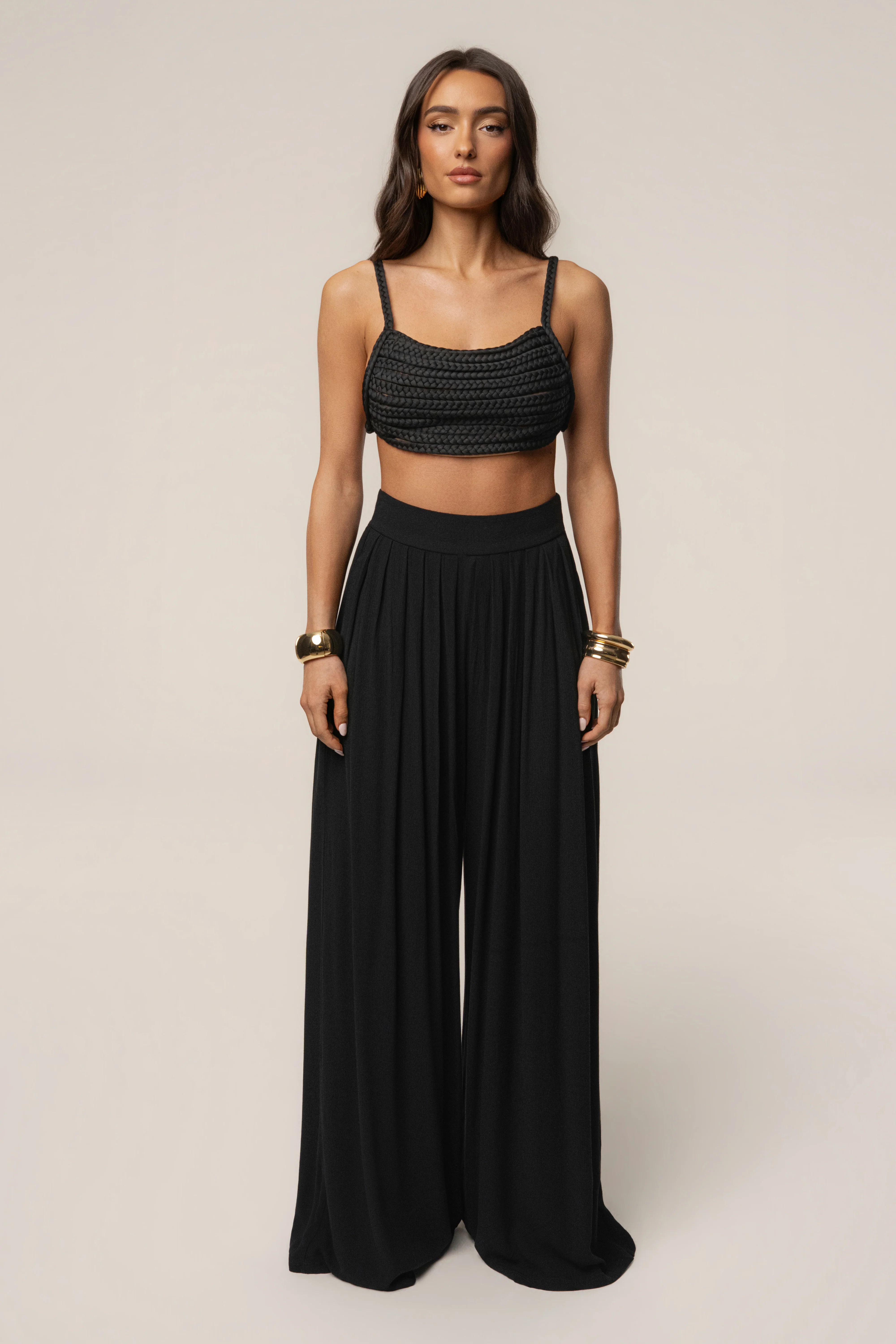 Black After Sunset Pleated Pants