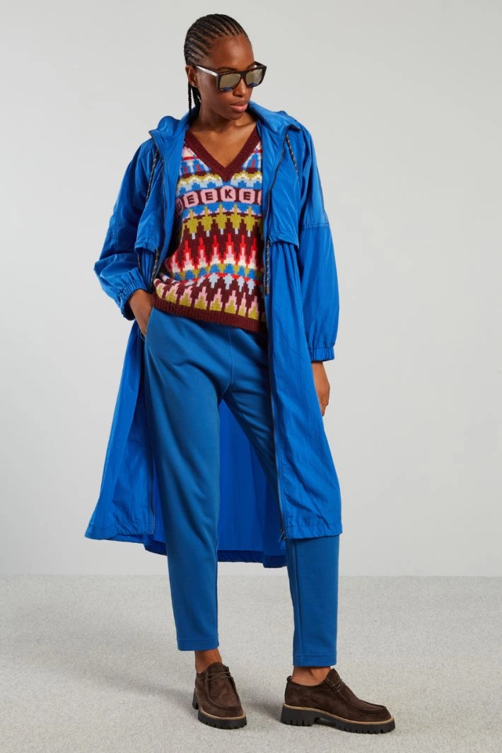Long hooded raincoat - BLUE