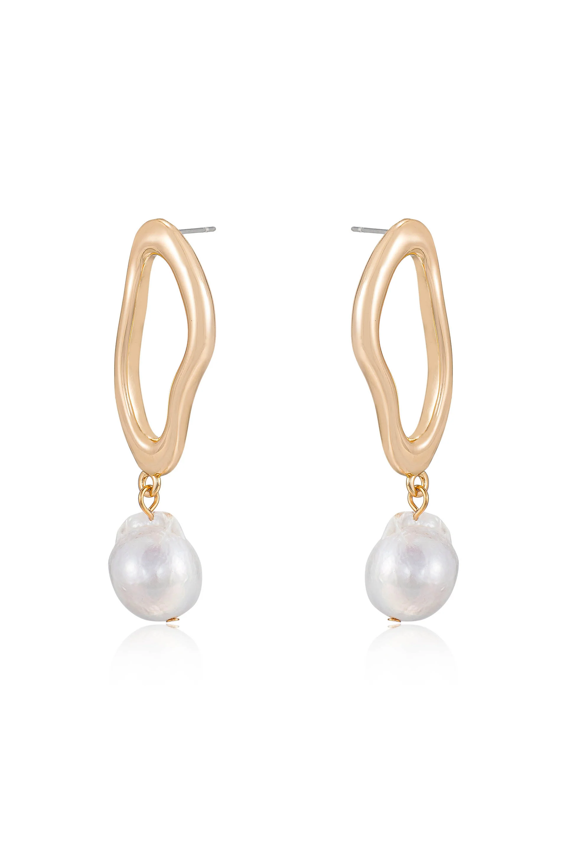 Open Circle Freshwater Pearl Earrings