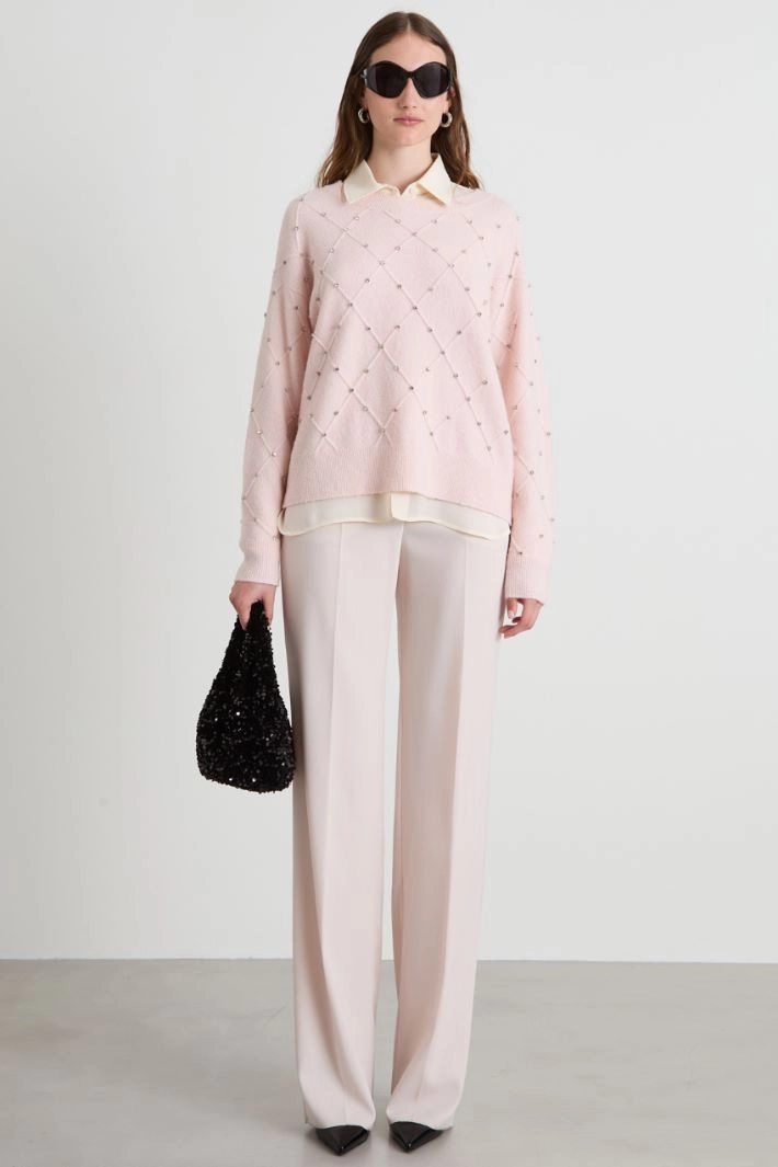 Wool crepe trousers - LIGHT PINK