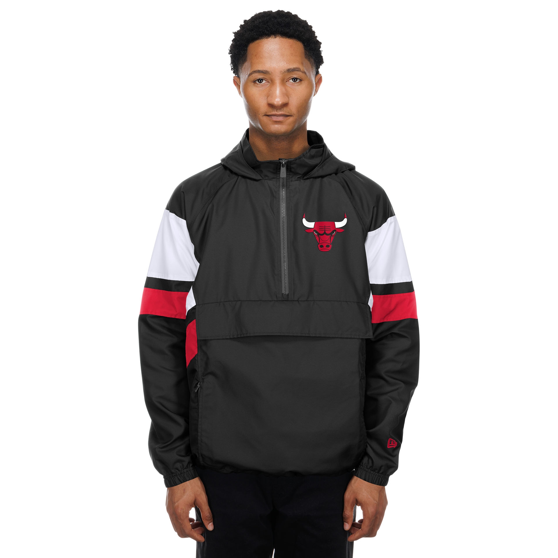 Chicago Bulls NBA Quarter Zip Windbreaker Jacket Black