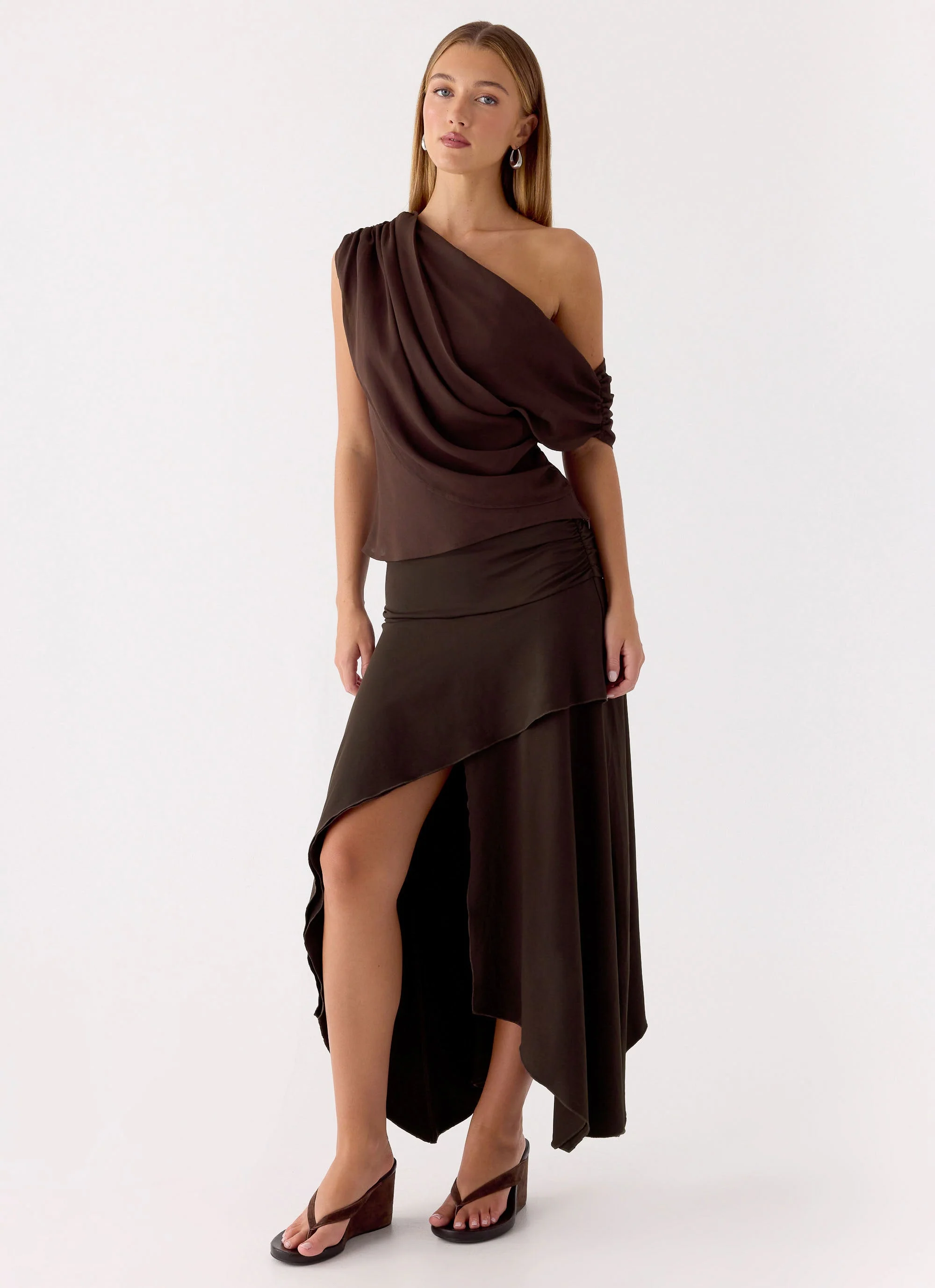 Lycia Midi Skirt - Chocolate