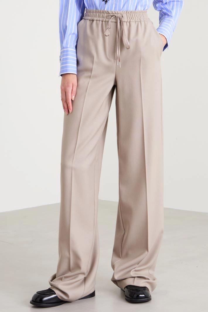 Wool trousers with drawstring - DOVE GREY