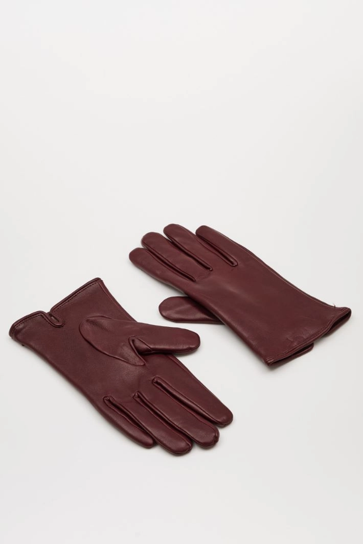 Smooth leather gloves - BORDEAUX