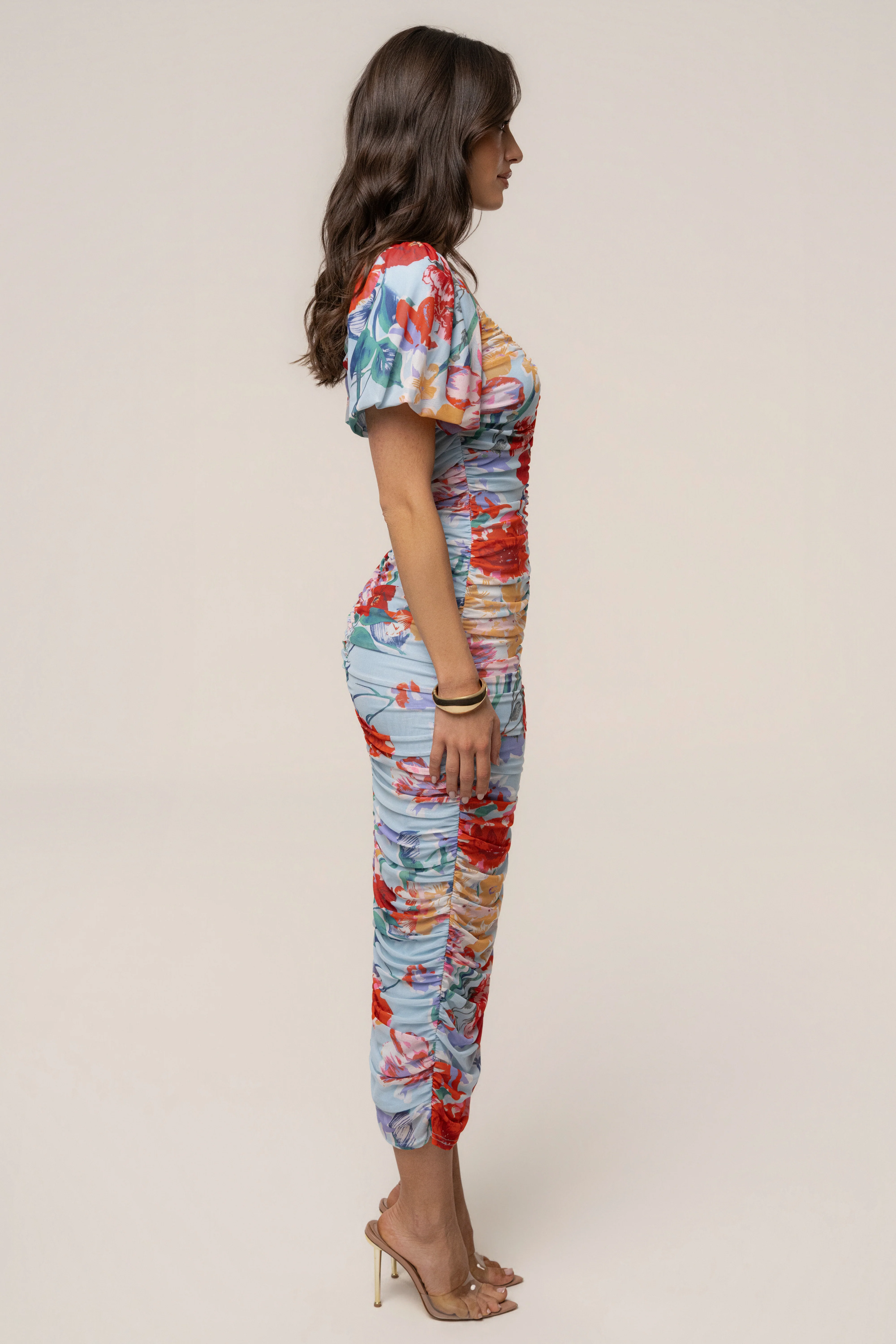 Blue  Garden Bloom Midi Dress