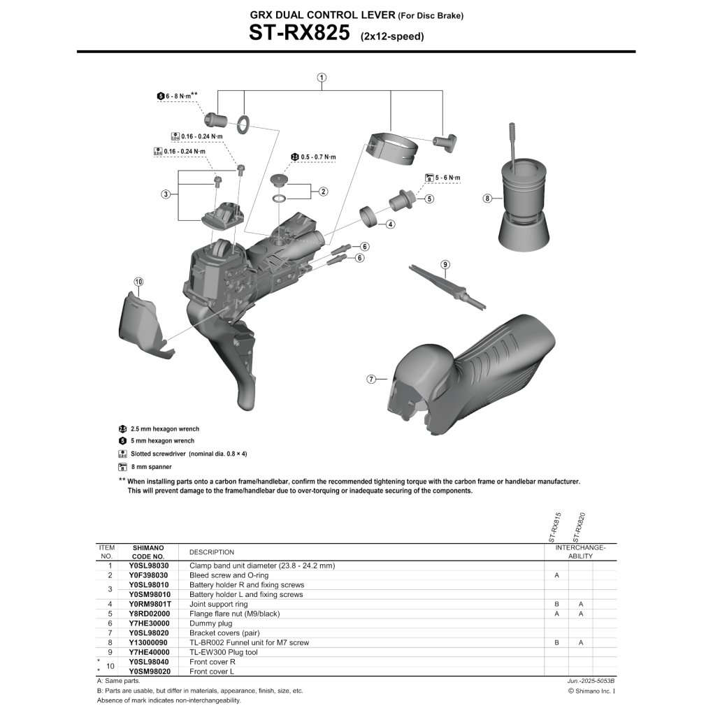Shimano Front Cover for Brake/Shift Lever - Y0SL98040 | GRX ST-RX825 | right (R)