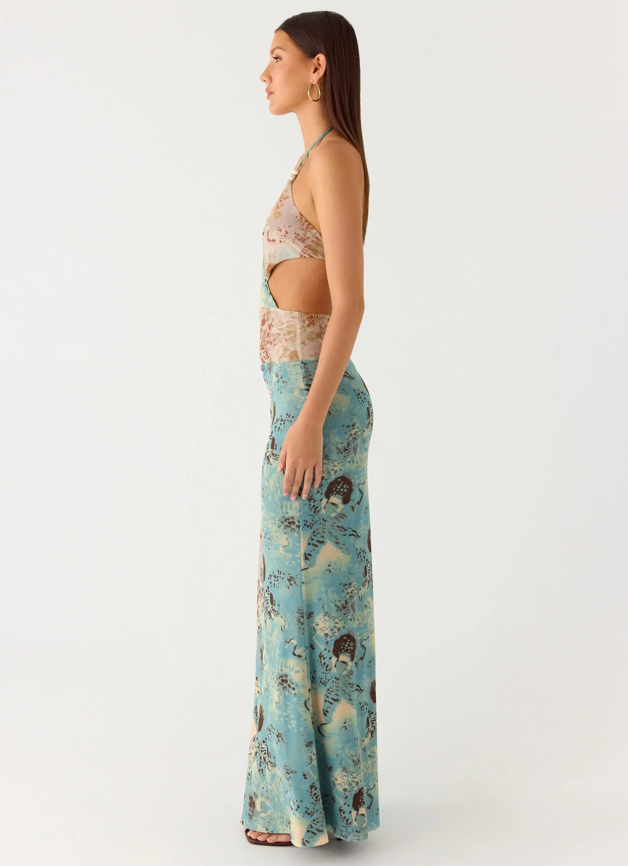 Rebel Beaded Maxi Dress - Aqua Blur