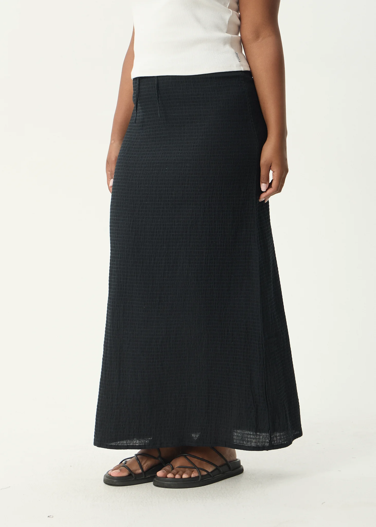 AFENDS Womens Frida - Seersucker Maxi Skirt - Black