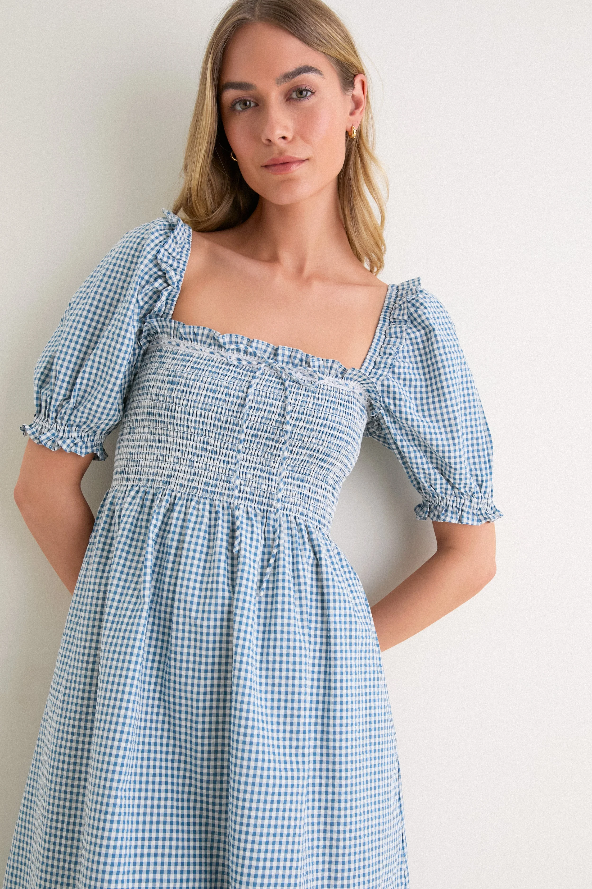 Teal Gingham Scarlett Midi Nap Dress
