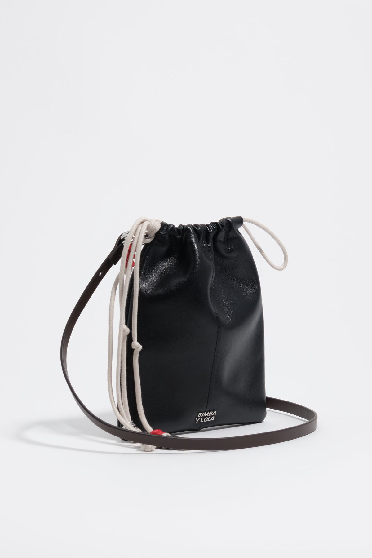 Black leather mini Paper bag