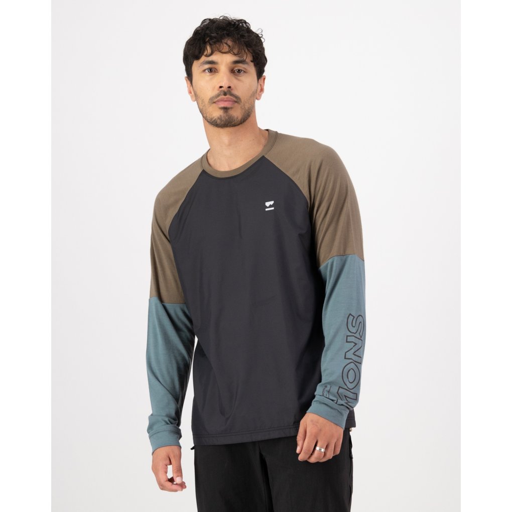 Mons Royale Tarn Merino Wind Bike Jersey Men - goblin blue / walnut / black