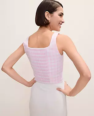 Gingham Linen Blend Tank Top
