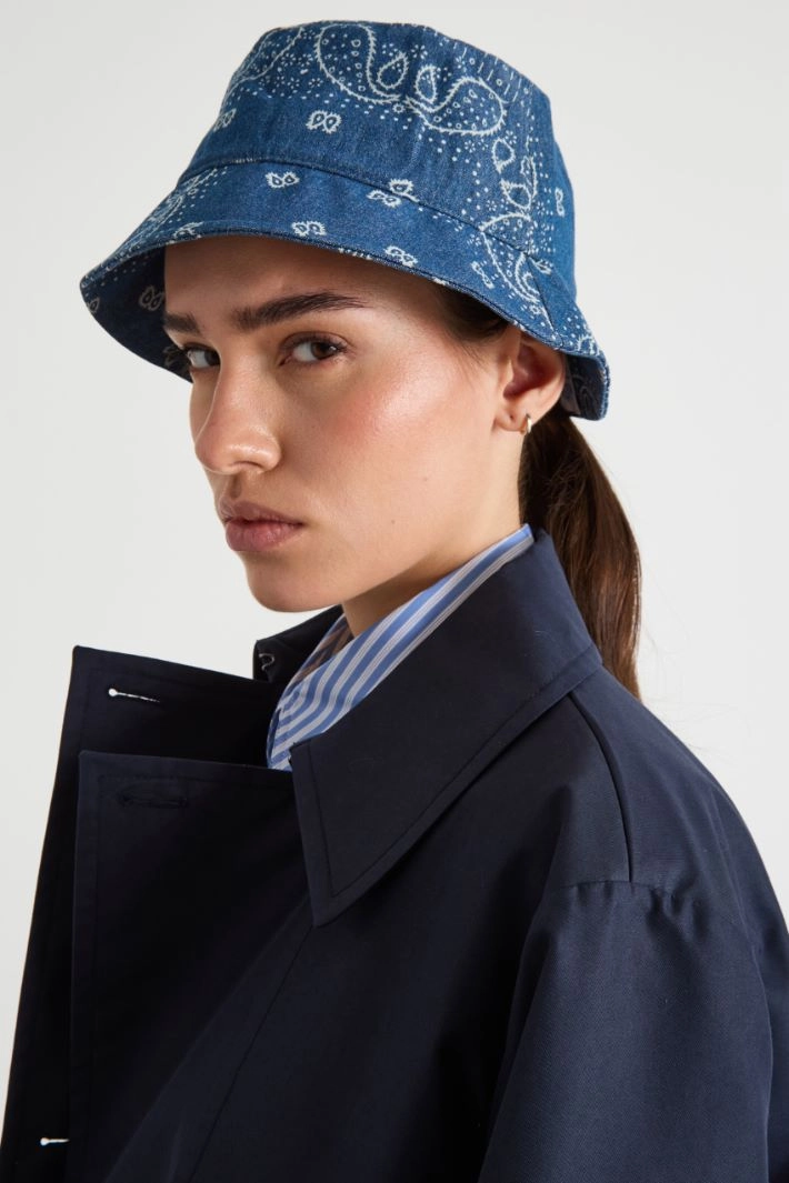 Denim bucket hat - BLUE WHITE