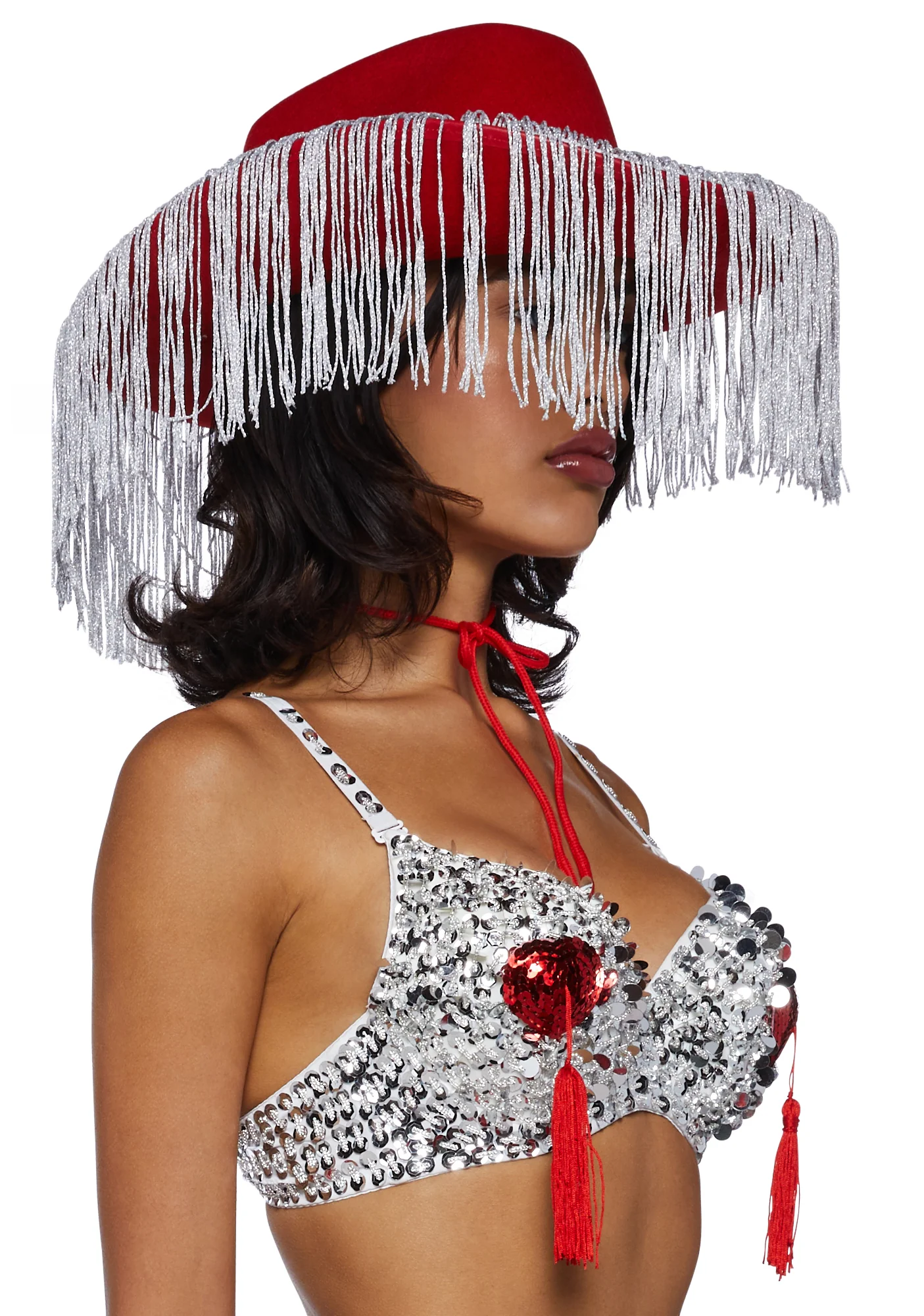 Giddy Up Rhinestone Cowgirl Costume - Red