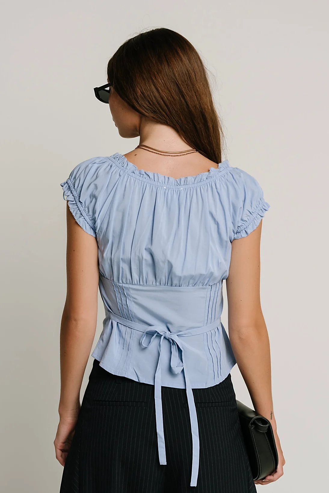 Briana Button Up Top in Blue