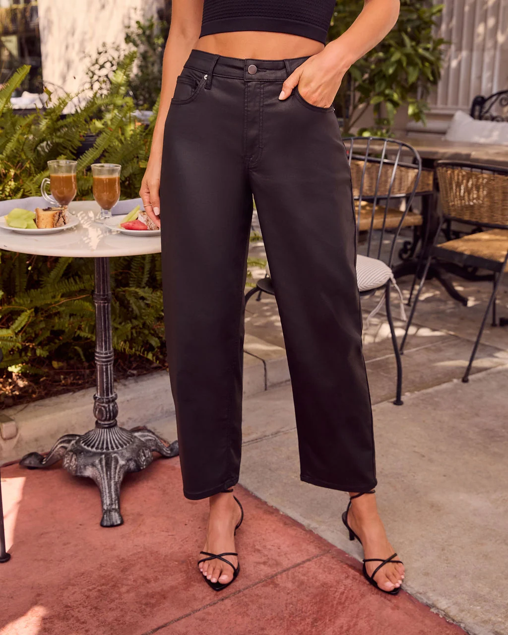 Crista Stretch High Rise Coated Barrel Jeans