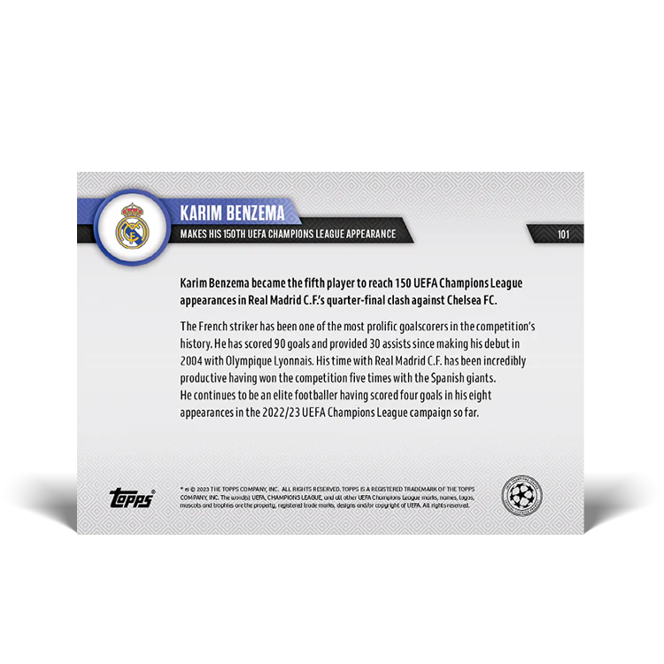 Topps UK - 150 UEFA Champions League appearances - UCL TOPPS NOW® Card #101