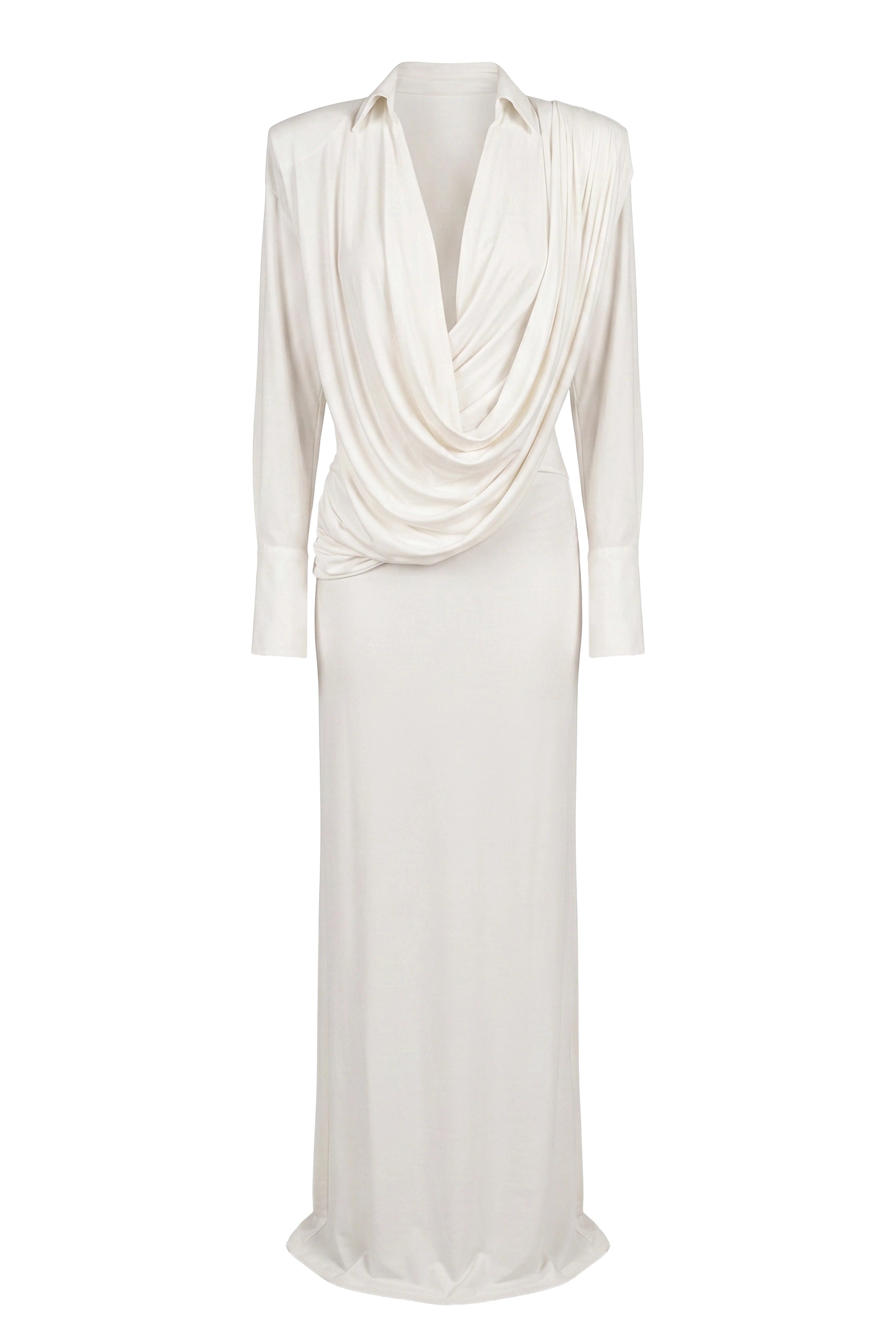 Ivory Poise Draped Maxi Dress