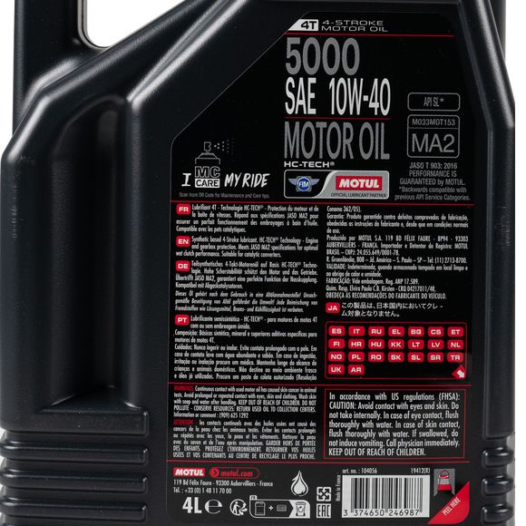 Motul 5000 10W40 4T 4L Universal engine oilRef: MOT0144 / 104056