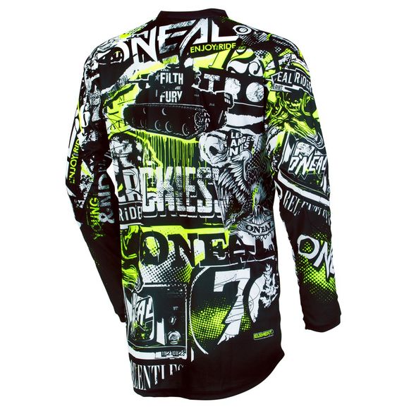 Maillot cross O'Neal ELEMENT - ATTACK - BLACK HI-VIZ 2023 - Noir / JauneRef : OL0839