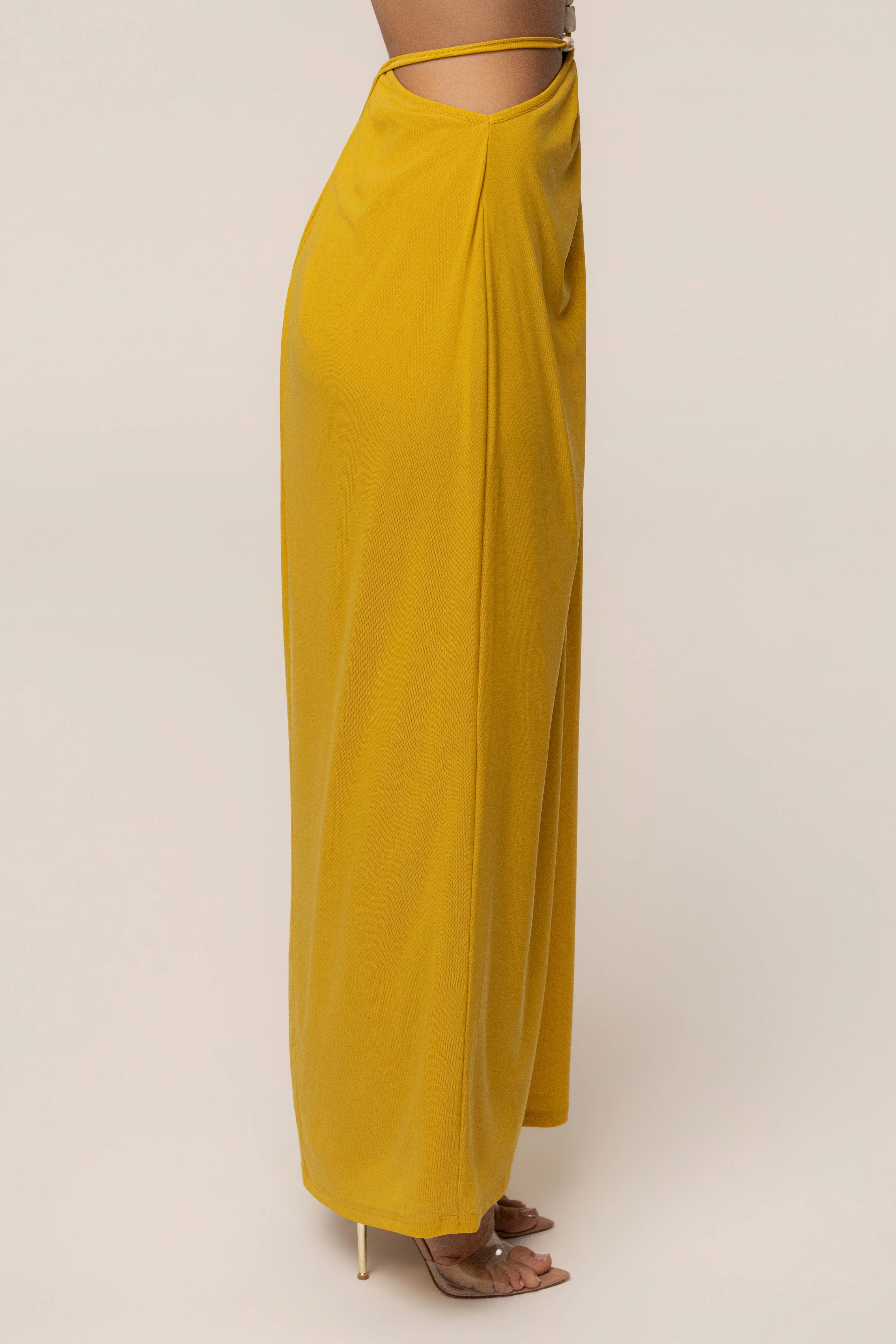Mustard Hera Draped Maxi Skirt