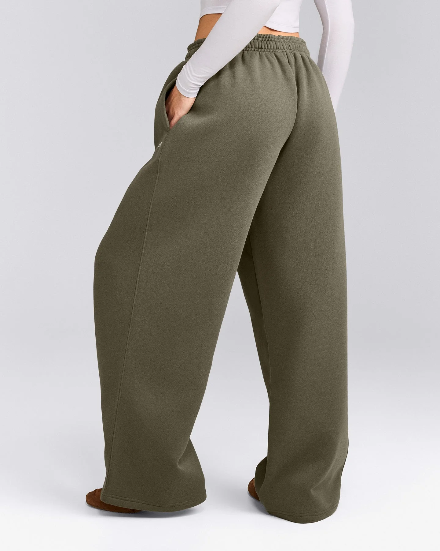 Foundations Cosy Oversized Straight Leg Joggers | Alpine Green
