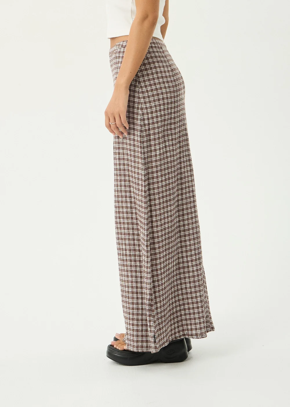 AFENDS Womens Lita - Seersucker Maxi Skirt - Base Coffee Check