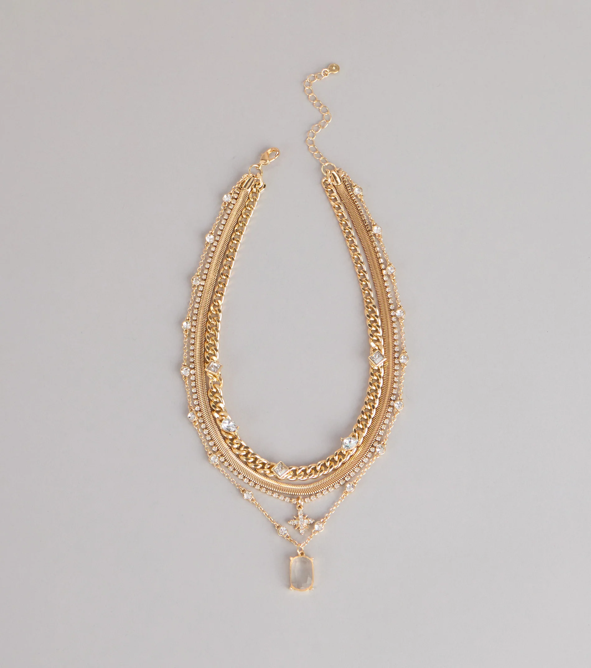 Effortlessly Bold Layered Rhinestone Chain Necklace