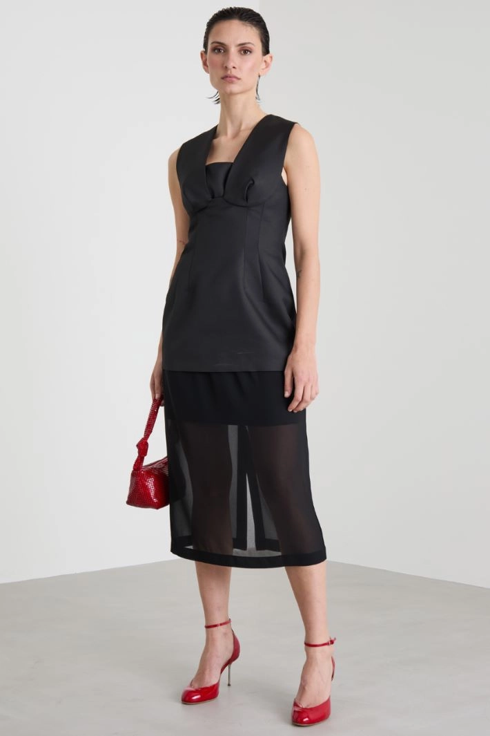 Georgette midi skirt - BLACK