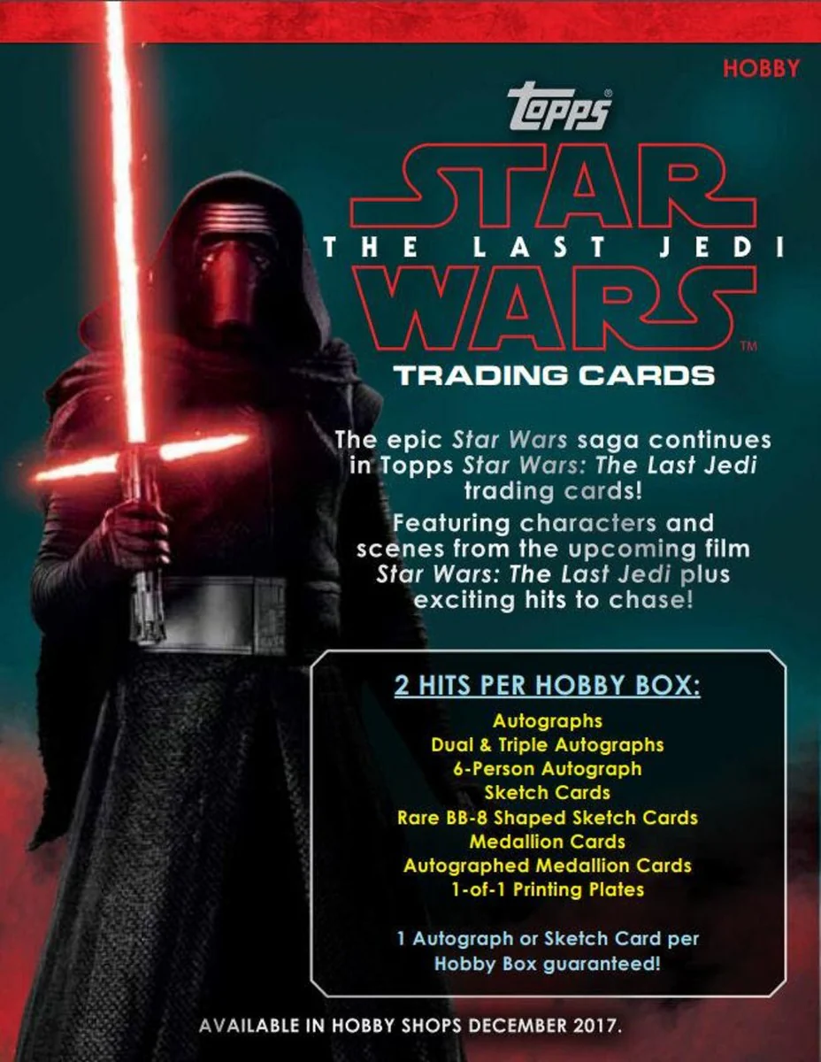 Star Wars: The Last Jedi Trading Cards sealed Dispaly Box of 24 x 8 card packets