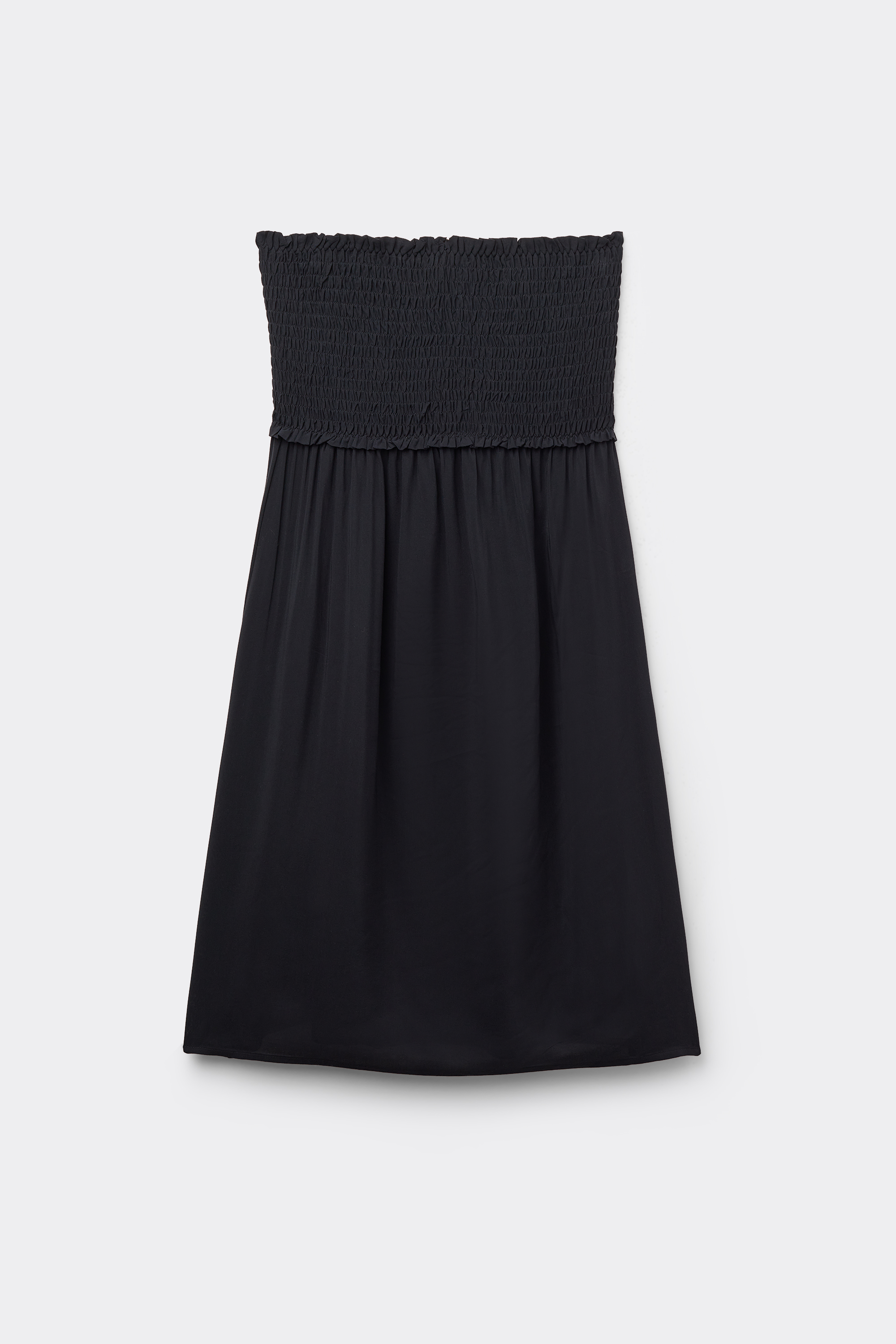 Short Bandeau Smock Stitch Viscose Fabric Dress