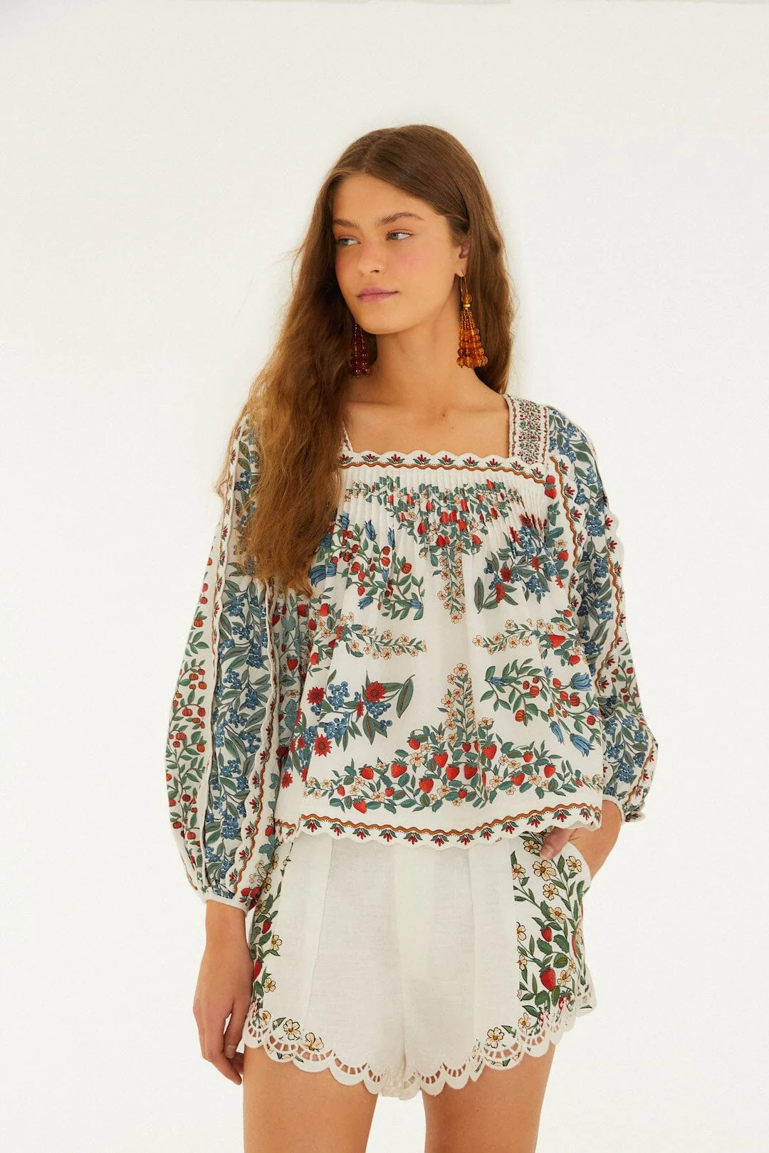 Off-White Fruit Beauty Scarf  Long Sleeve Blouse
