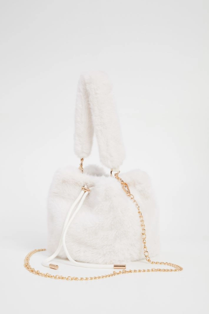 Plush satchel bag - WHITE