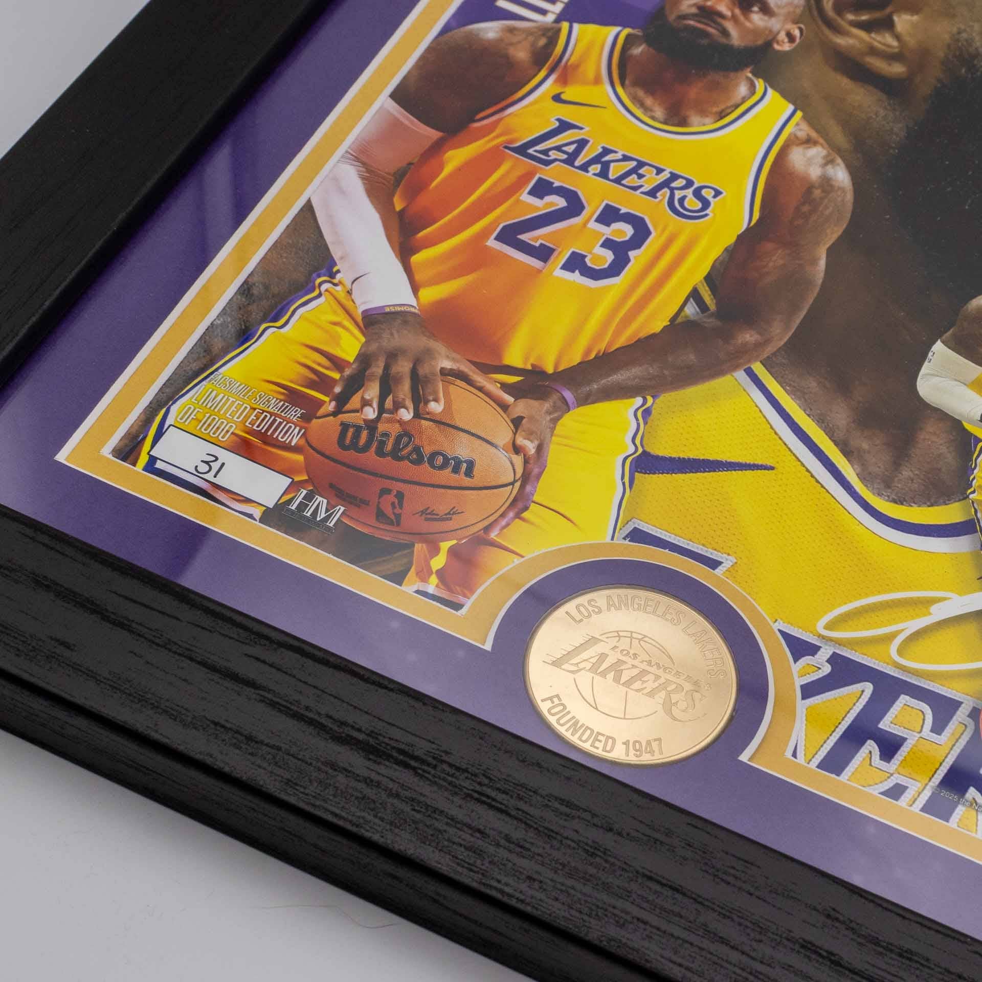 LeBron James Los Angeles Lakers Artist Proof Bronze Coin NBA Photo Frame