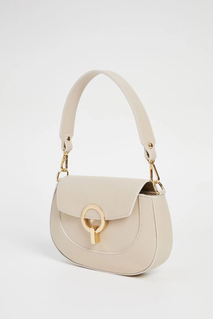 Leather shoulder bag - LIGHT BEIGE