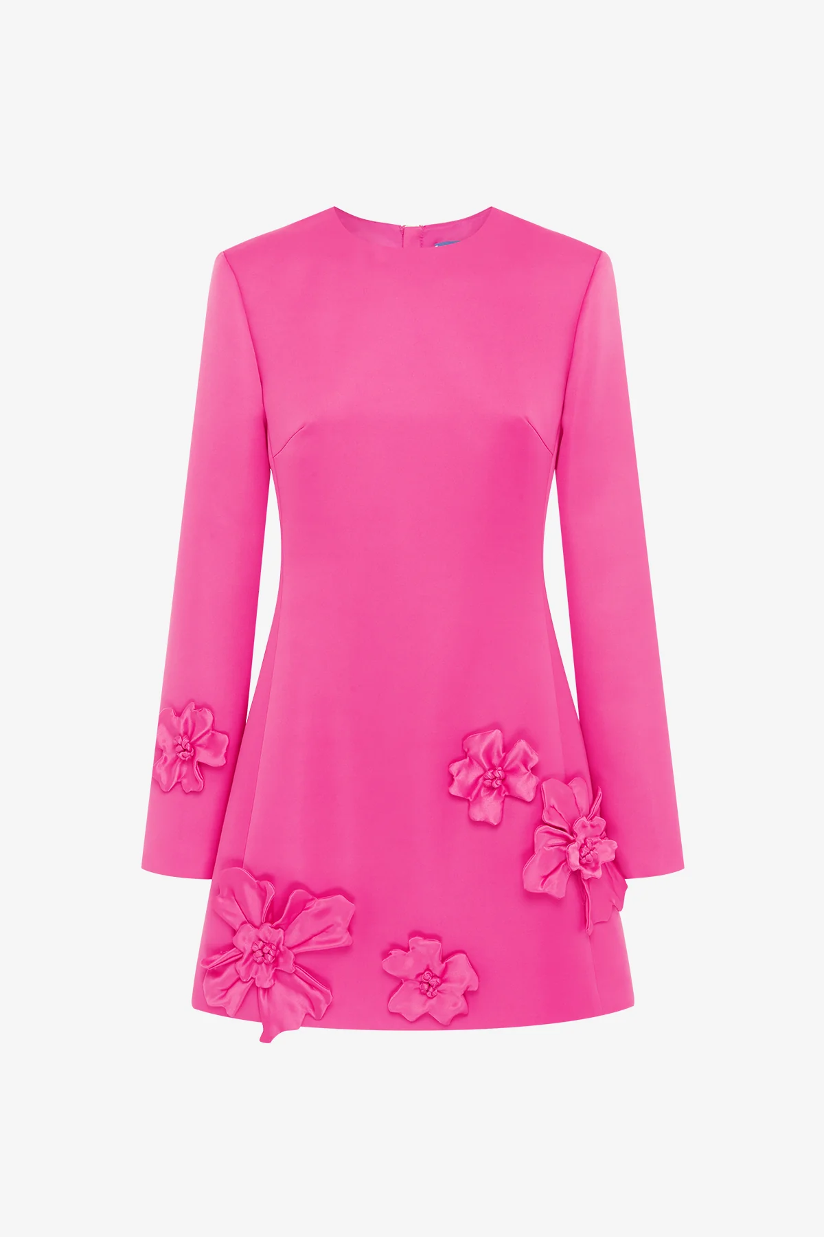 Aliza Long Sleeve Petal Mini Dress - Hot Pink