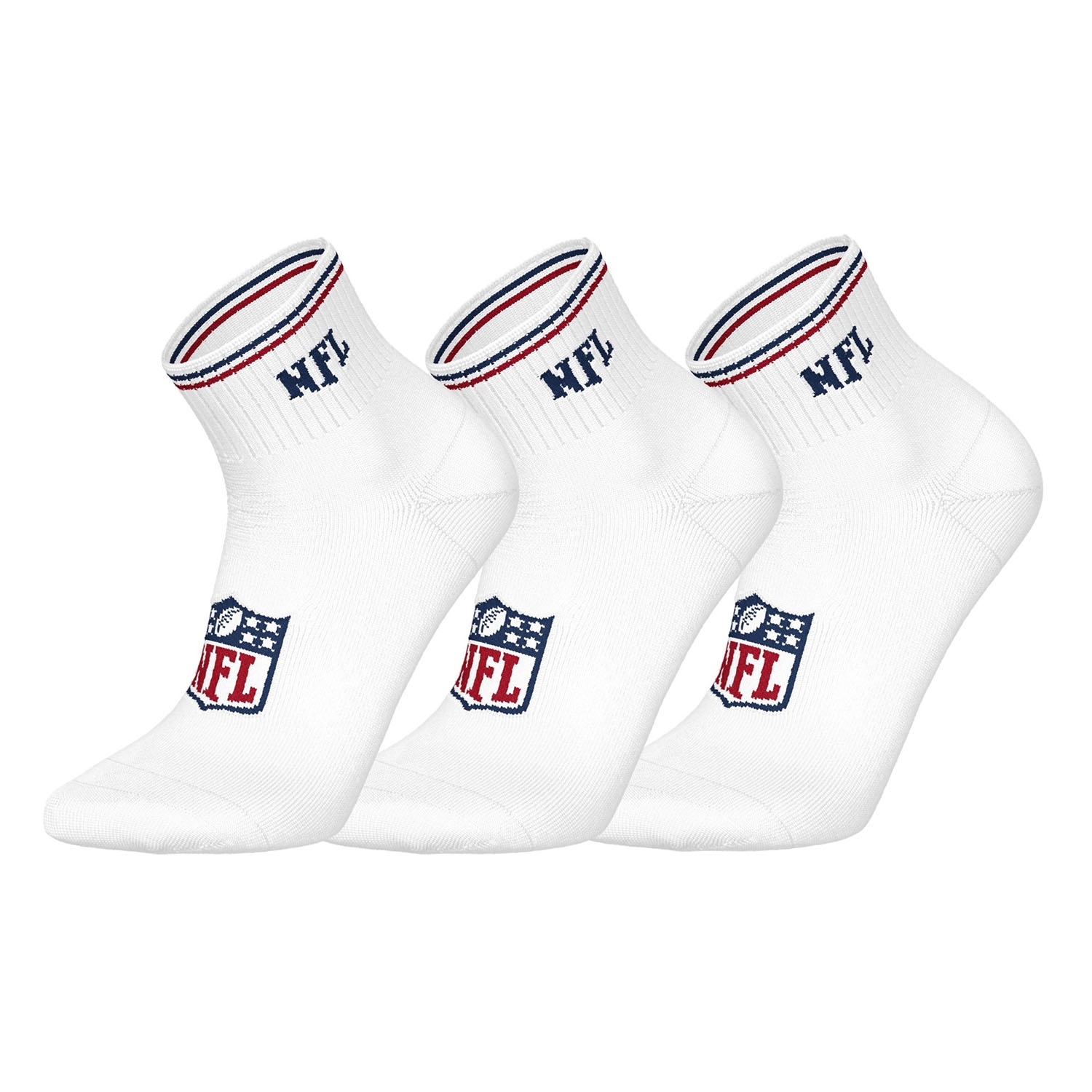 NFL Shield Set Football Quarter Socks White (3-Pack)