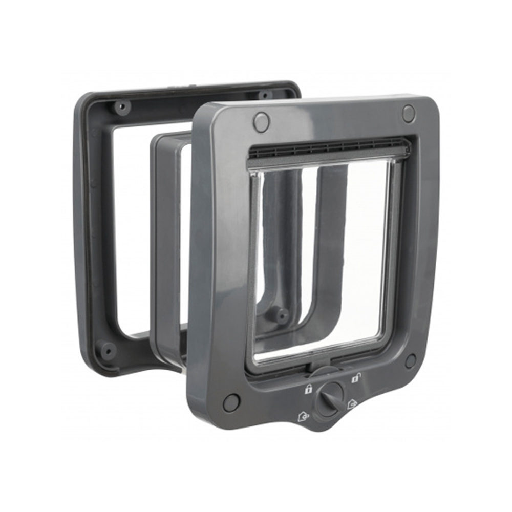 Trixie 4-Way Cat Flap with Tunnel - Grey - 20 x 22cm