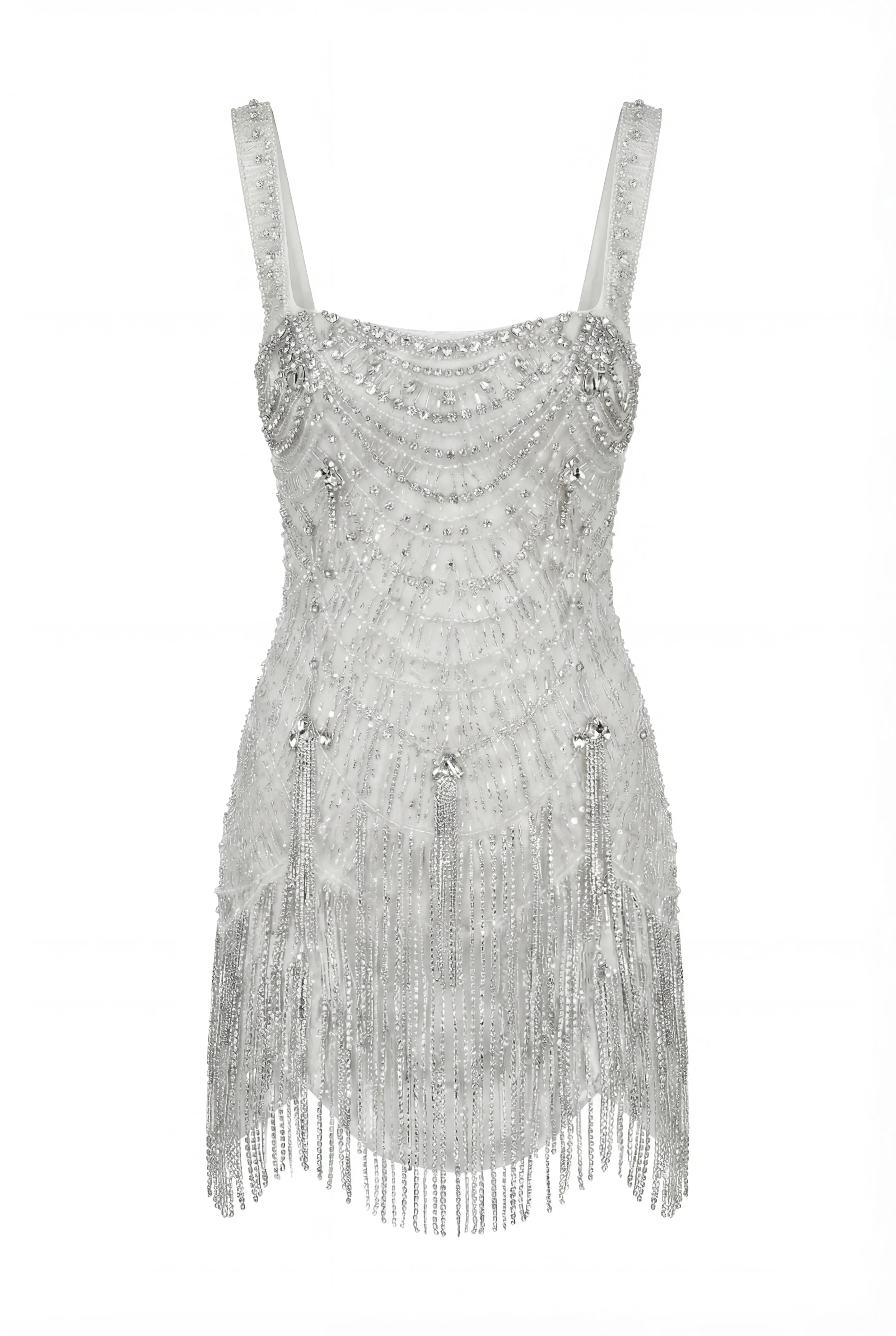 Ivory Embellished Lace Mini Dress